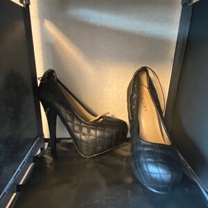 Tuft platform ankle strap heels